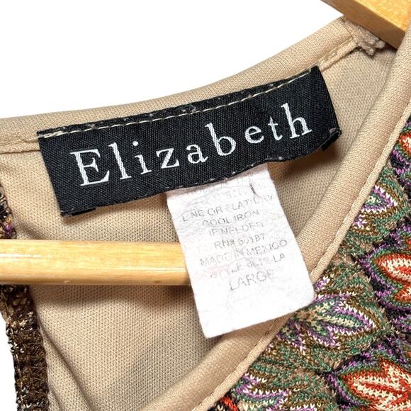 Elizabeth 90s Zigzag Knit Tank Top Asymmetrical Hem L - Picture 3 of 3